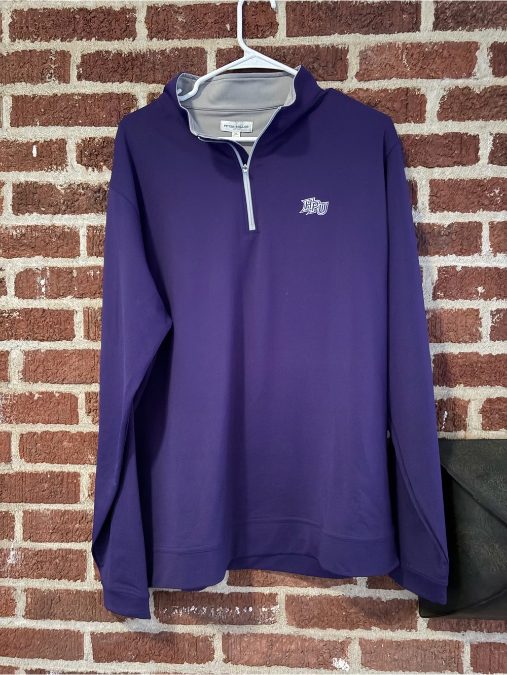 Men’s Peter Millar High Point University Purple 1/4 Zip Pullover with Gray Trim